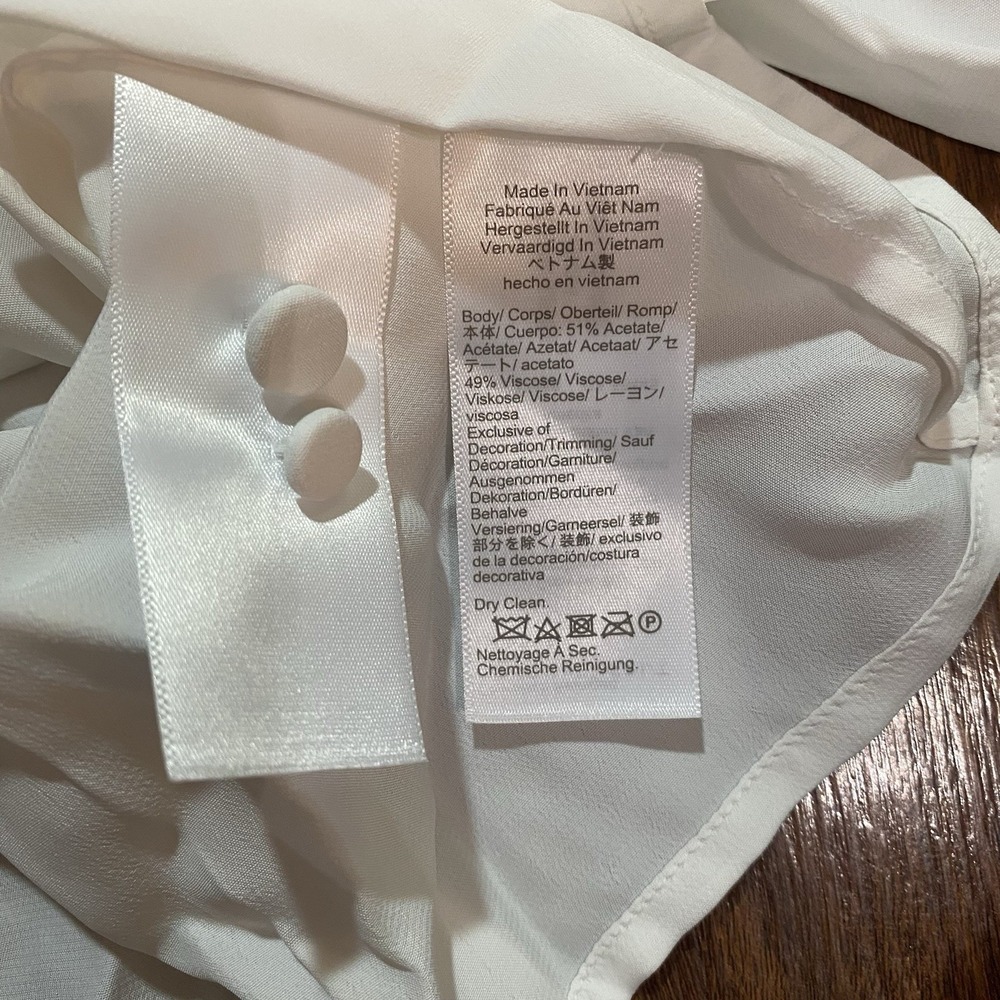Madewell NWT Lace Insert Mock neck Top White Cream Size Small Silky - Picture 12 of 12